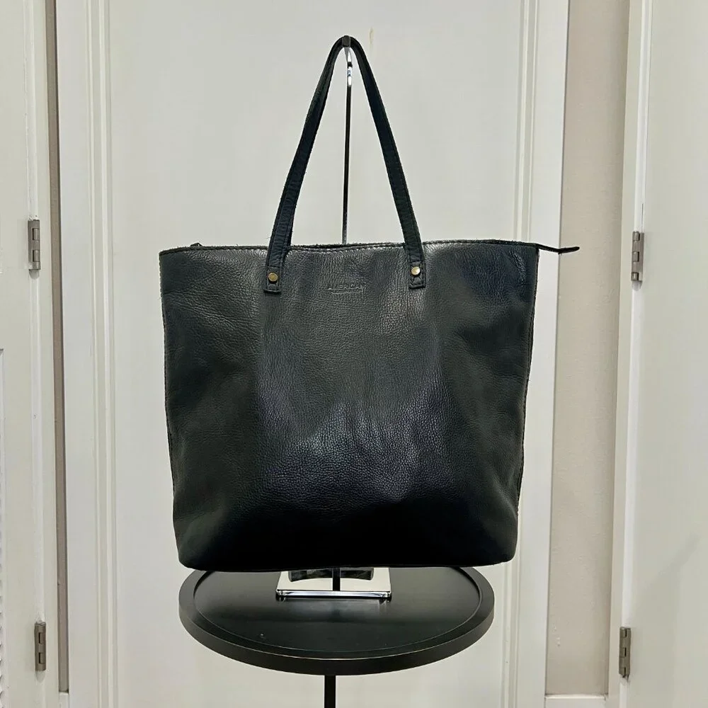 American Leather Co. - Sofl Leather Full Zip Shopper Tote Bag One Size - Black - Picture 2 of 7